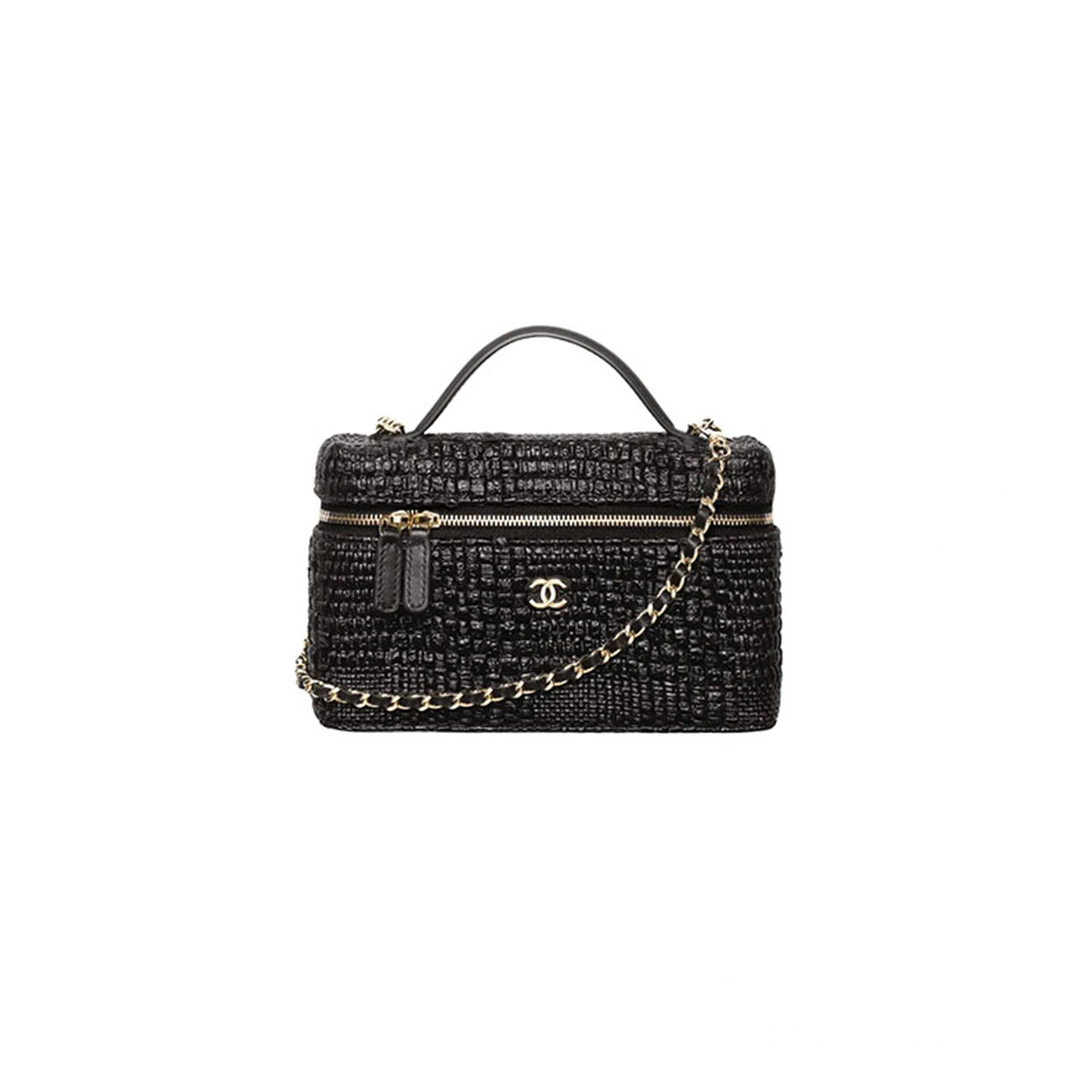 CHANEL MASTER CLASSIC VANITY WITH CHAIN BRAIDED RAFFIA & GOLD TONE METAL  AP4385 (19.5*17*5cm)